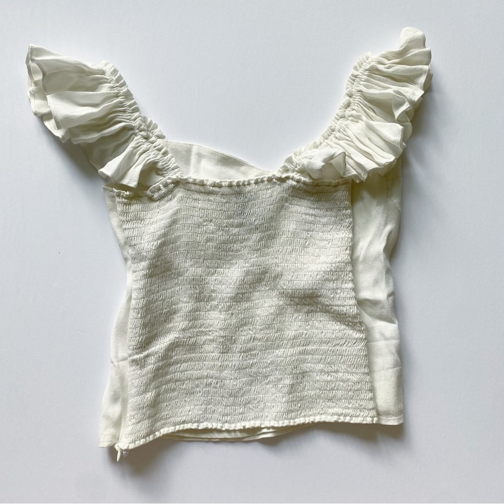 Reformation Cream Ruffled Off Shoulder Top - Picture 2 of 4